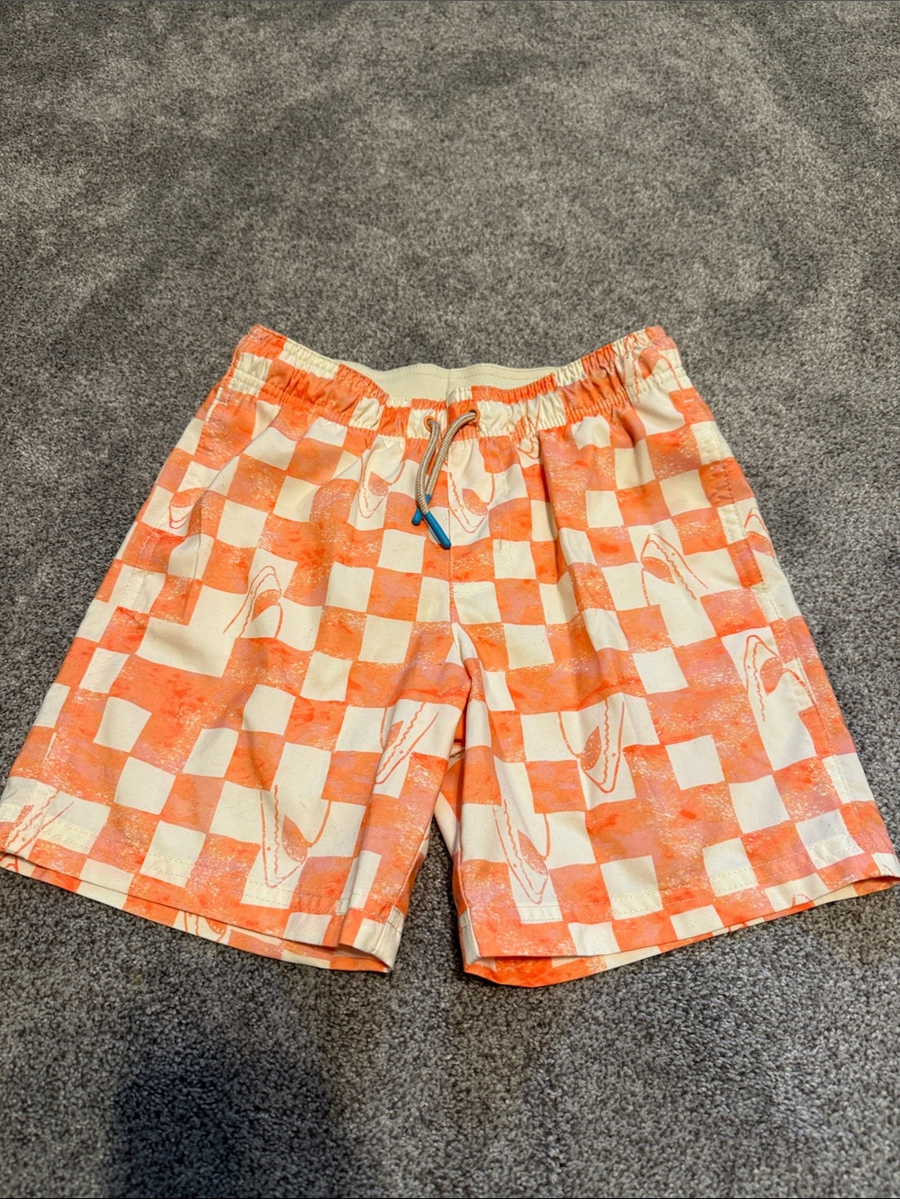 Cat & Jack Orange and Cream Checkerboard Swim Shorts